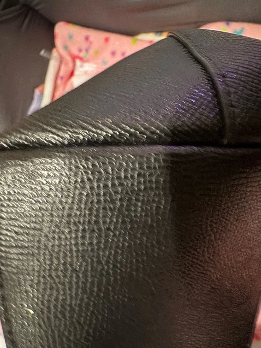Coach Black Saffiano Leather Tote Bag (see pics, has tear in one of the straps )